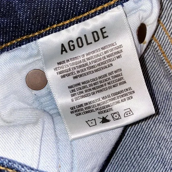 AGOLDE Sophie Dark Blue Wash Denim High Rise Raw Hem Crop Skinny Jeans Size 26 - Picture 10 of 11